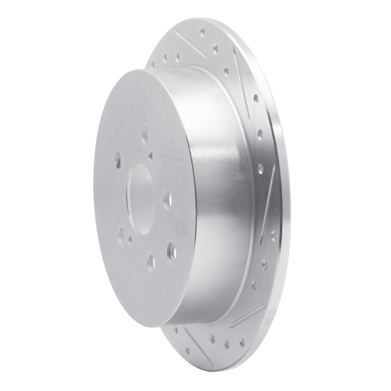 Lexus RX450h Brake Rotor (1) - Rear Right - R1 Concepts - Drilled & Slotted - Silver - `10-`20